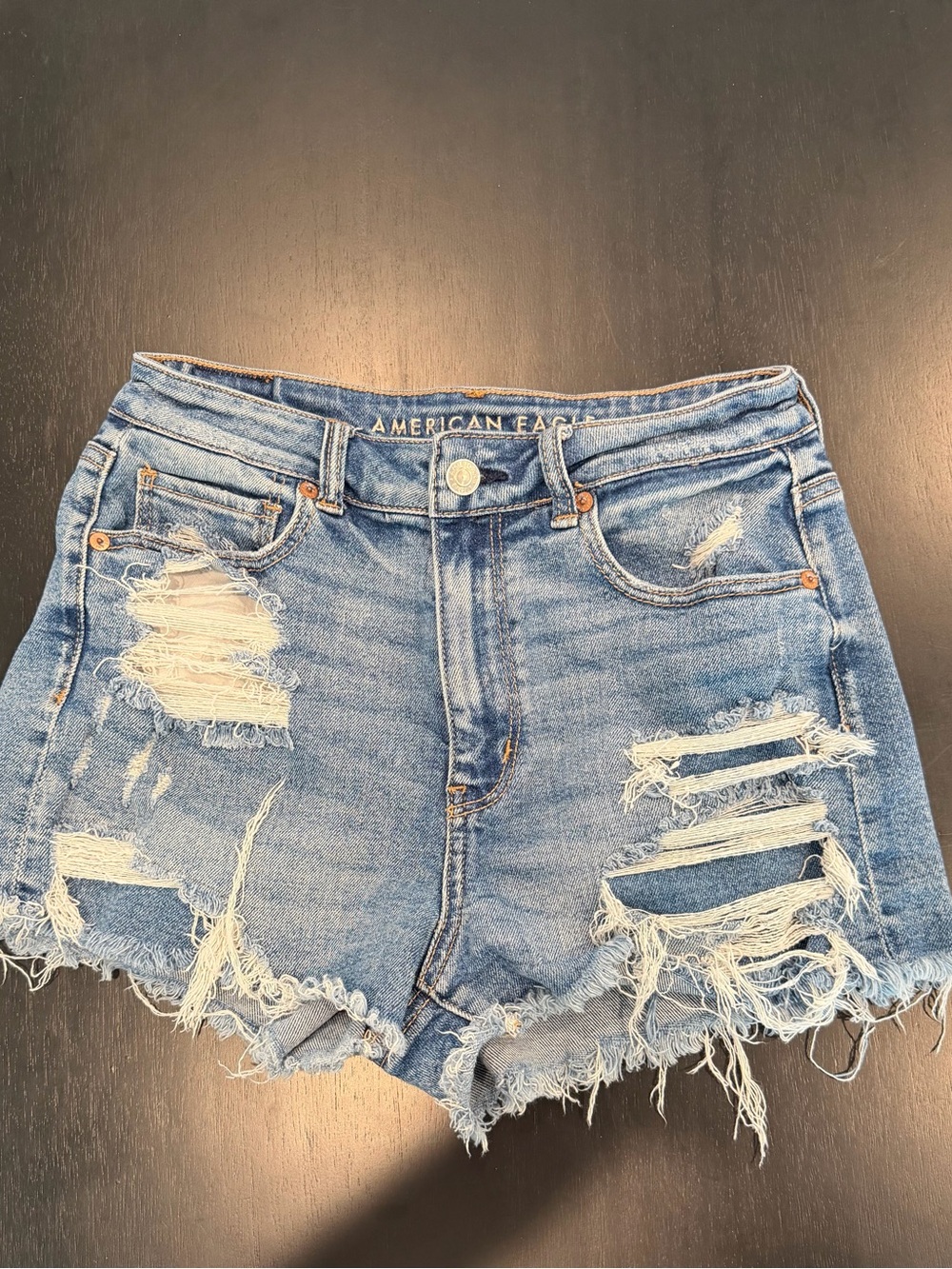 American Eagle Outfitters Ripped Light Blue Denim Jean Shorts